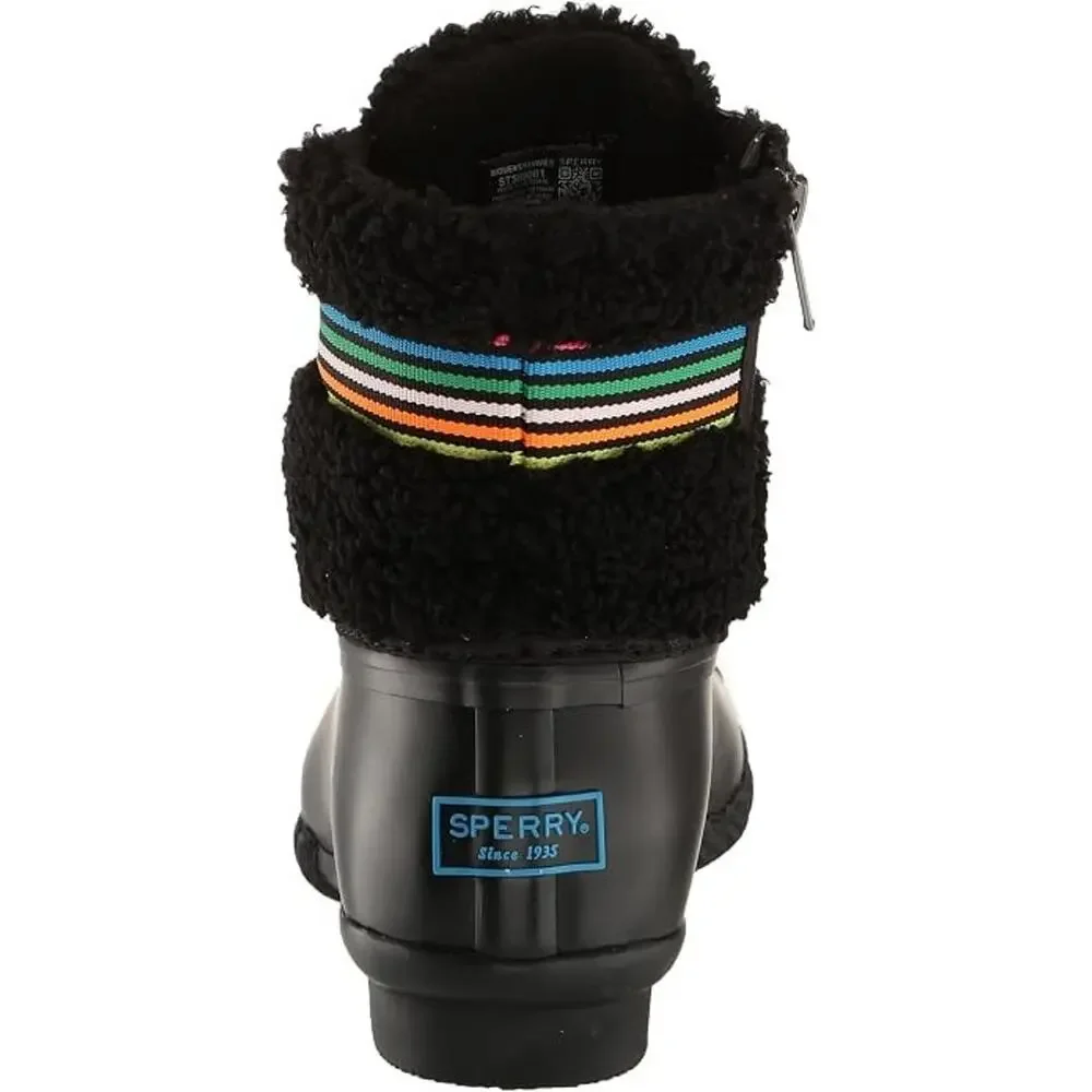 Sperry Saltwater Sherpa Black Waterproof Duck Rain Boots Women's 6.5 NIB STS8908